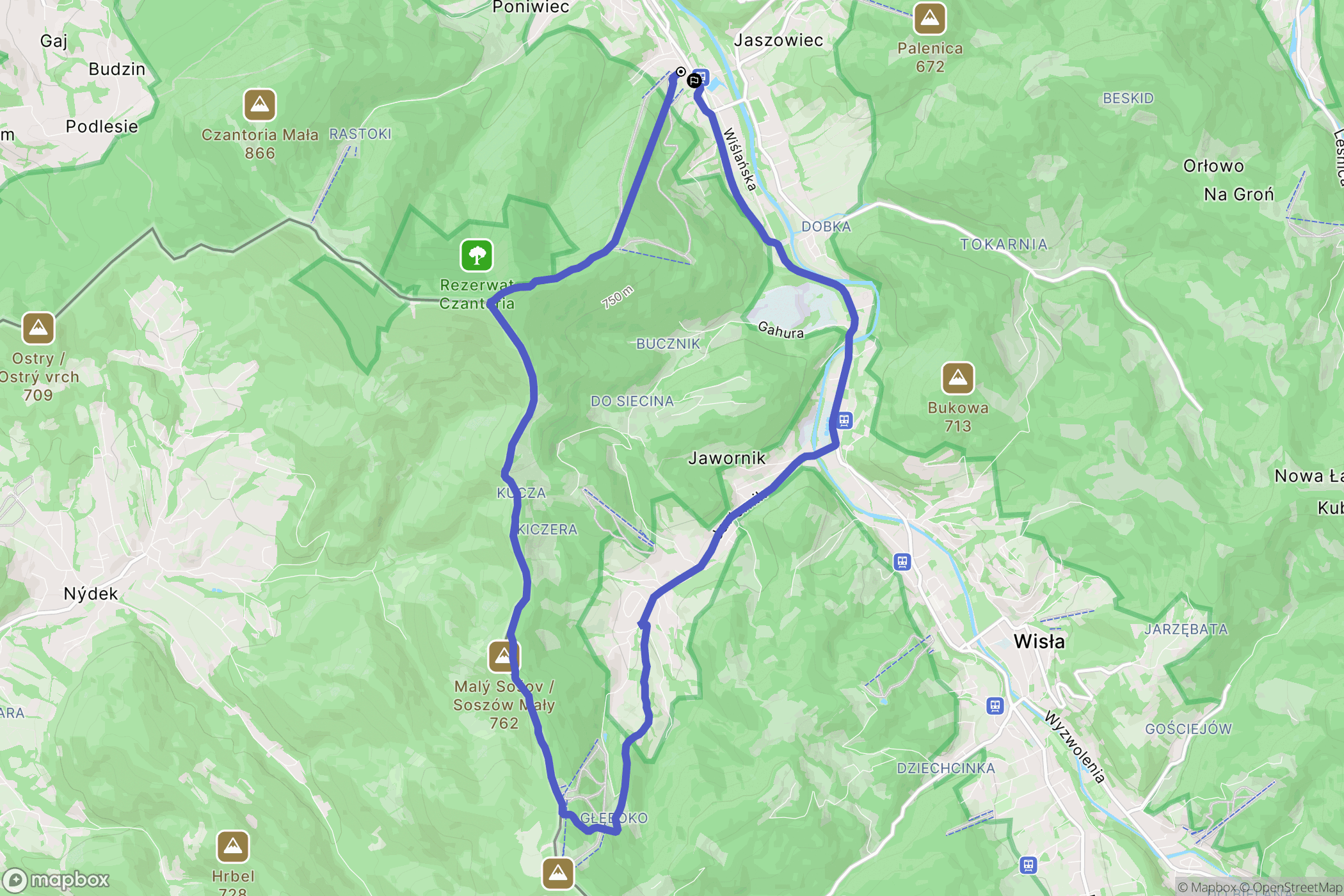 Ustroń: mapa trasy - Poland
