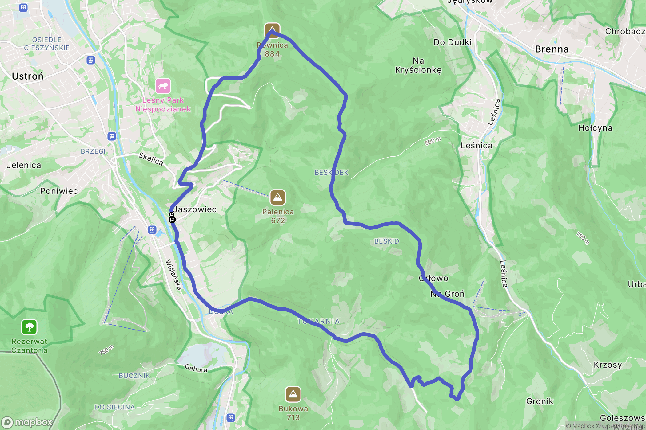Ustroń: mapa trasy - Poland