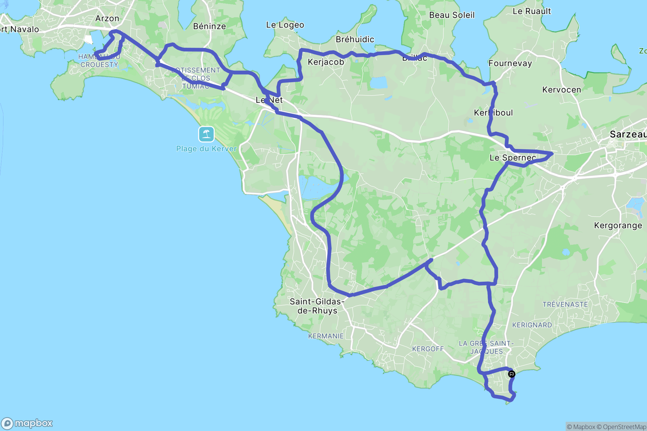 Sarzeau : carte du parcours de randonnée - France