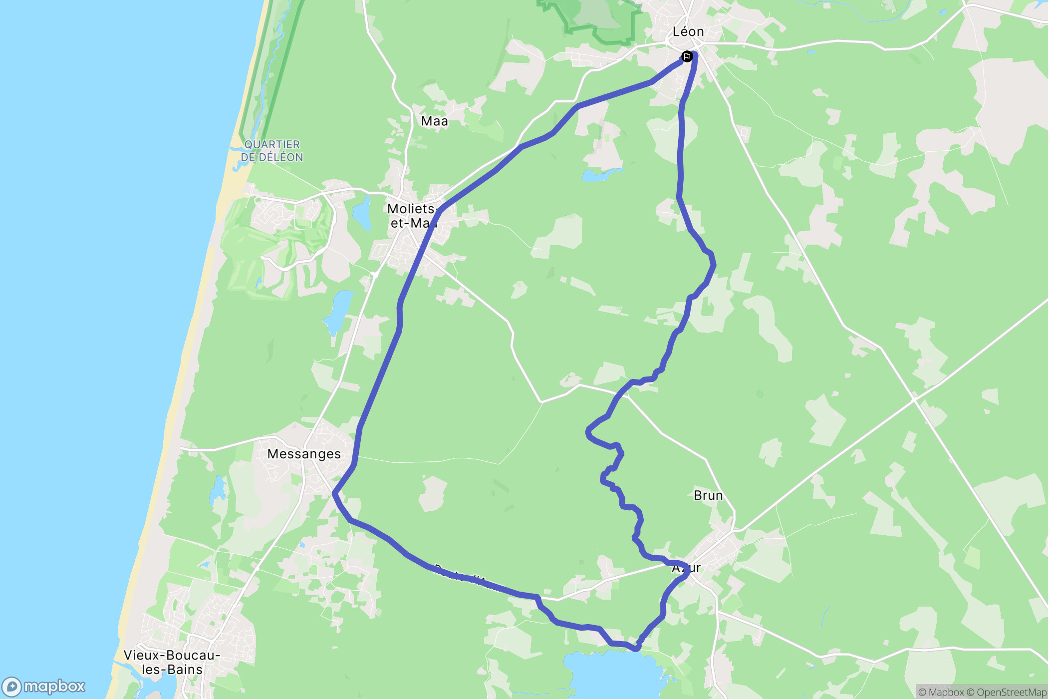 Léon : carte du parcours de randonnée - France