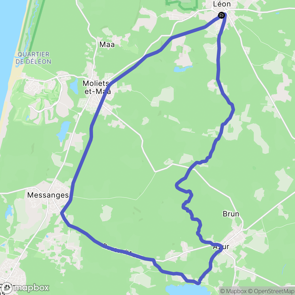 Léon : carte du parcours de randonnée - France