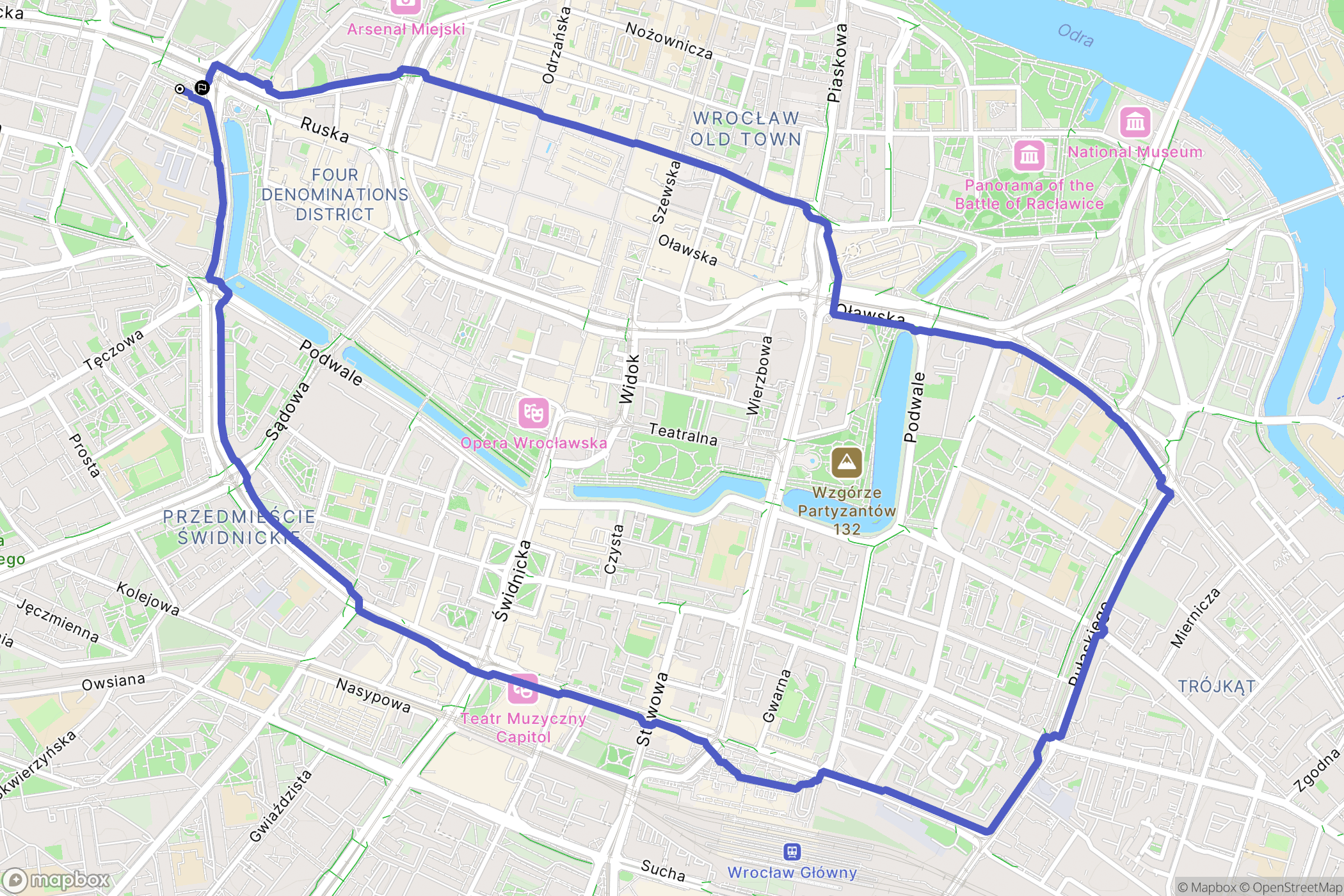 Wrocław: mapa trasy - Poland