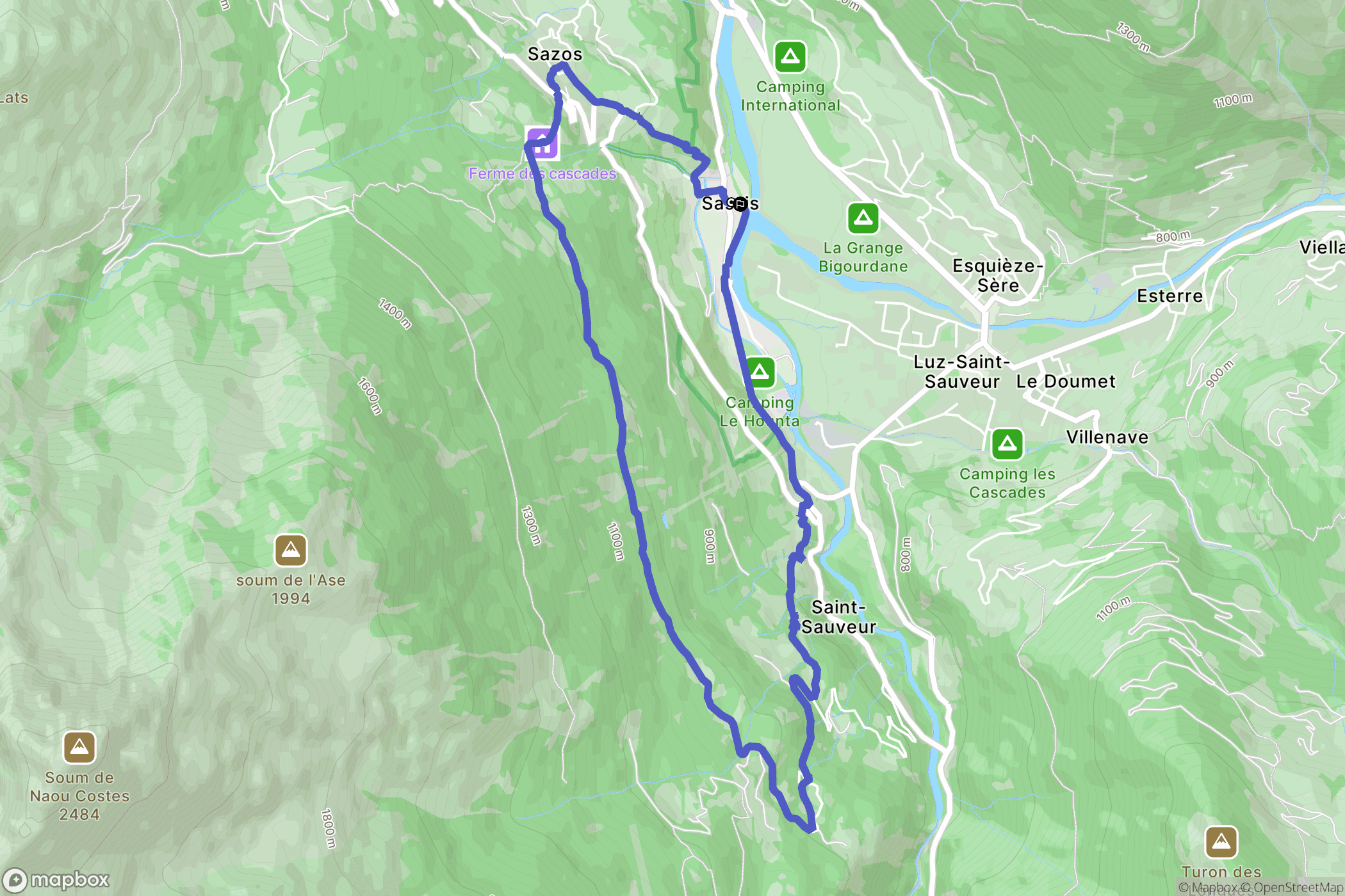 Sassis : carte du parcours de randonnée - France
