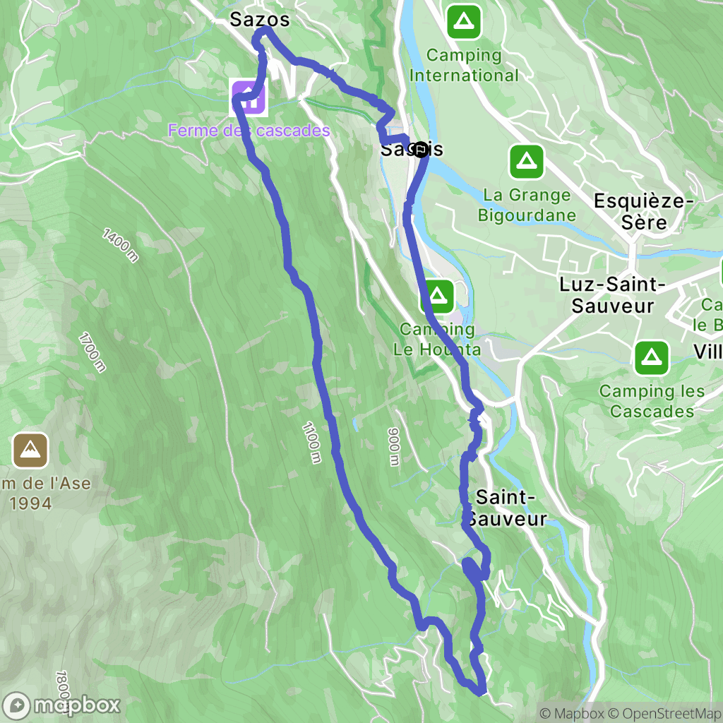 Sassis : carte du parcours de randonnée - France