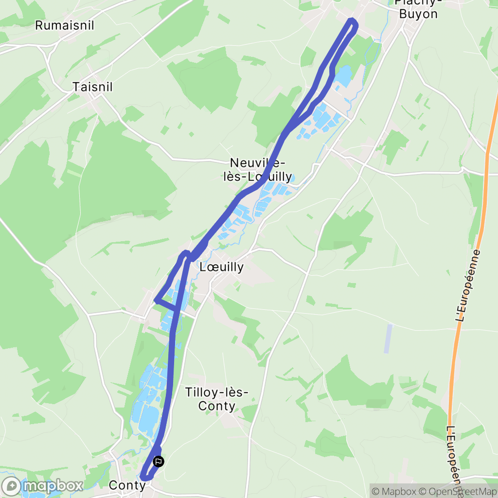 Conty : carte du parcours de randonnée - France