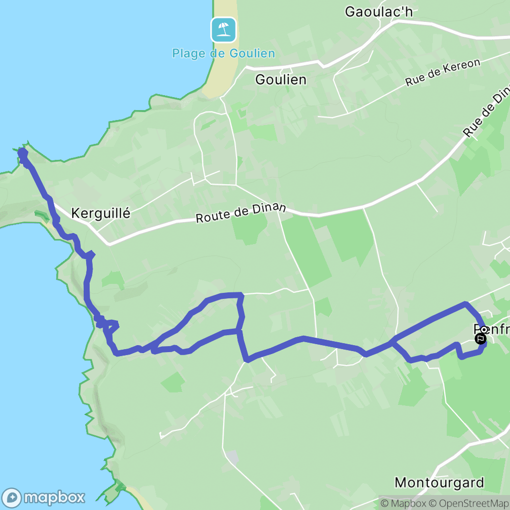 Crozon : carte du parcours de randonnée - France