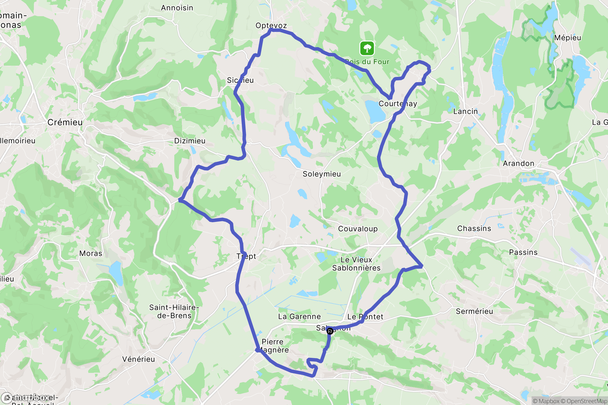 Salagnon : carte du parcours de randonnée - France