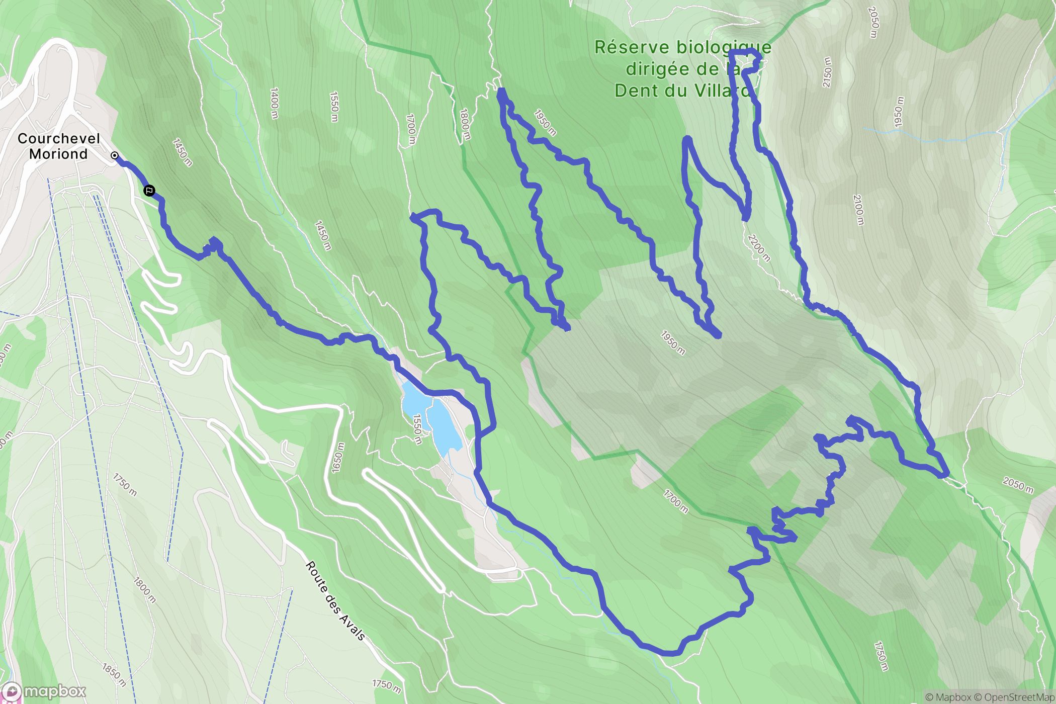 Courchevel : carte du parcours de randonnée - France