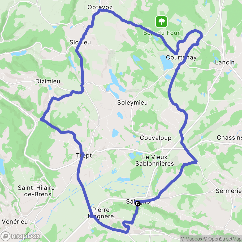 Salagnon : carte du parcours de randonnée - France