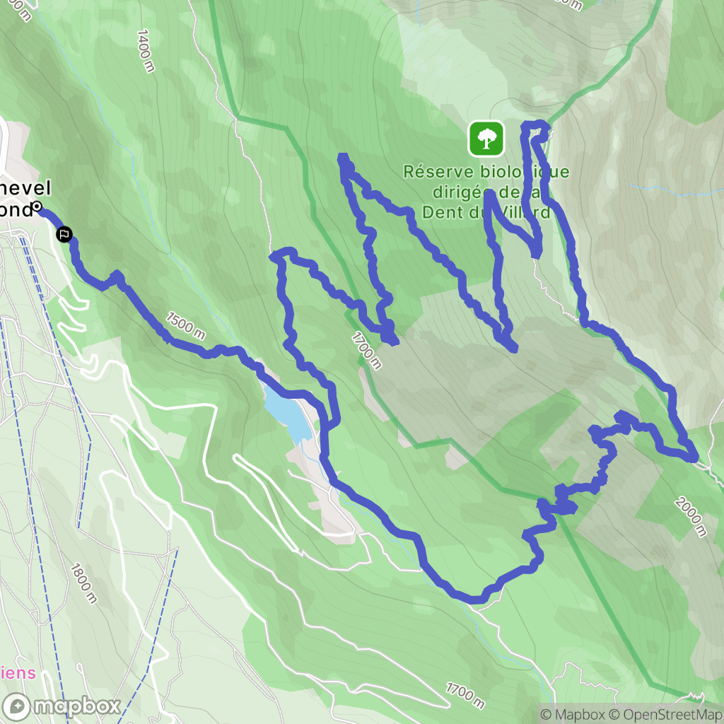 Courchevel : carte du parcours de randonnée - France