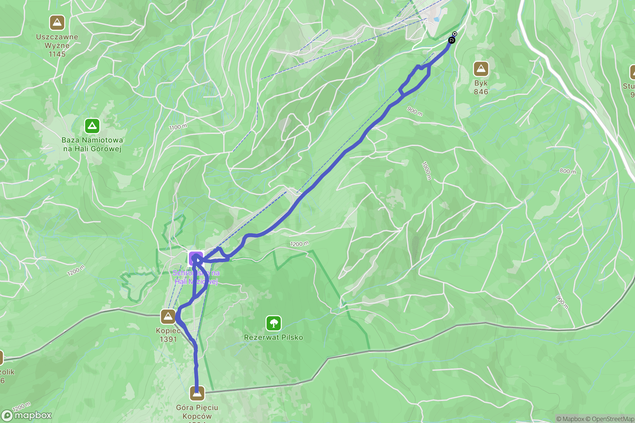 Korbielów: mapa trasy - Poland