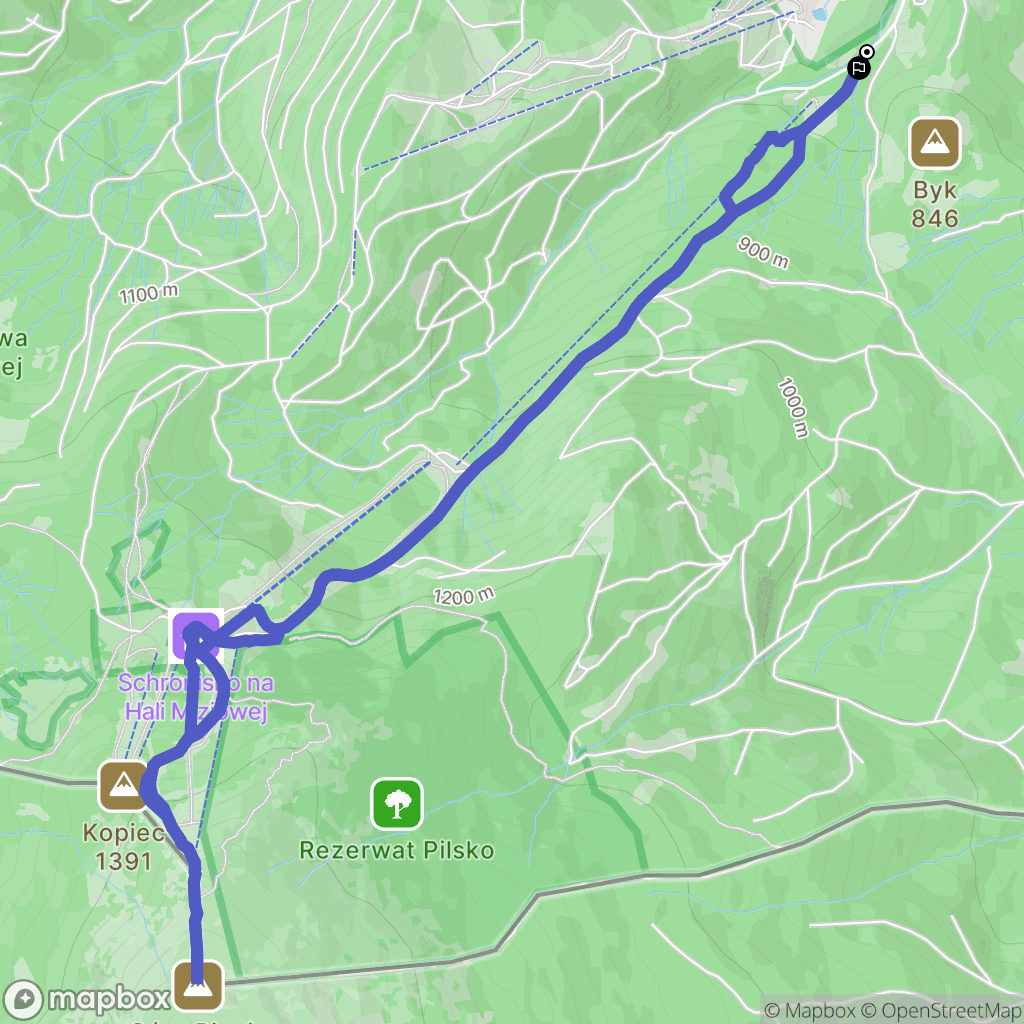 Korbielów: mapa trasy - Poland