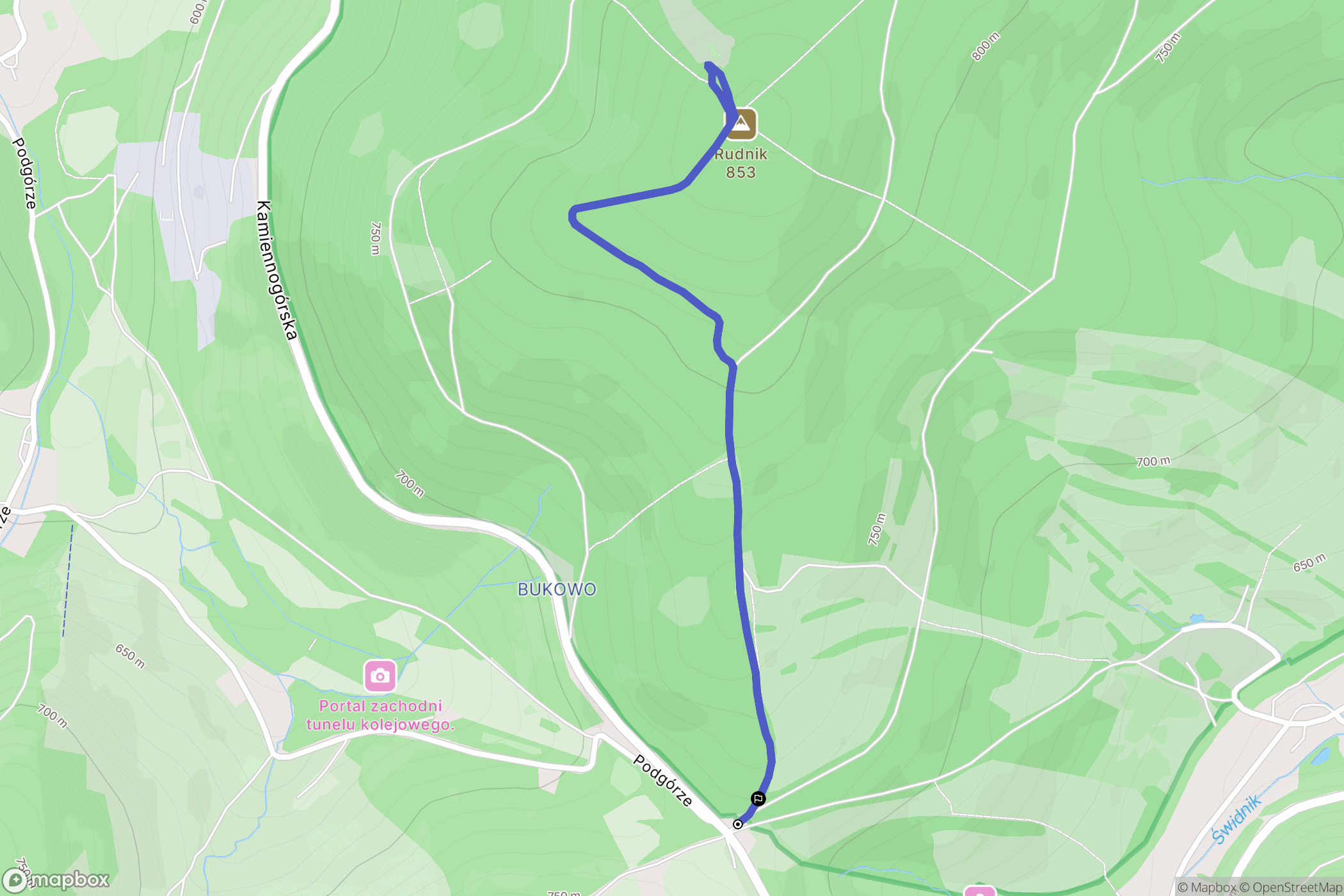 Kowary: mapa trasy - Poland