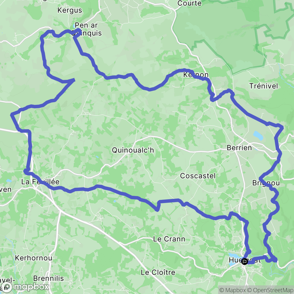 Huelgoat : carte du parcours de randonnée - France
