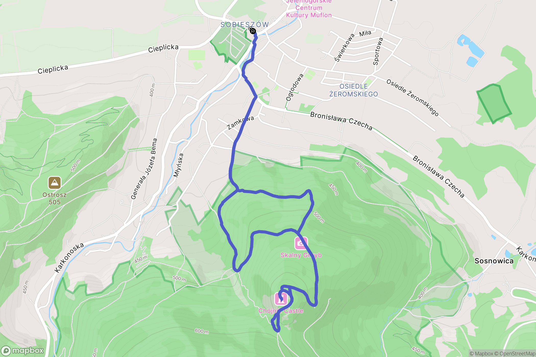 Jelenia Góra: mapa trasy - Poland