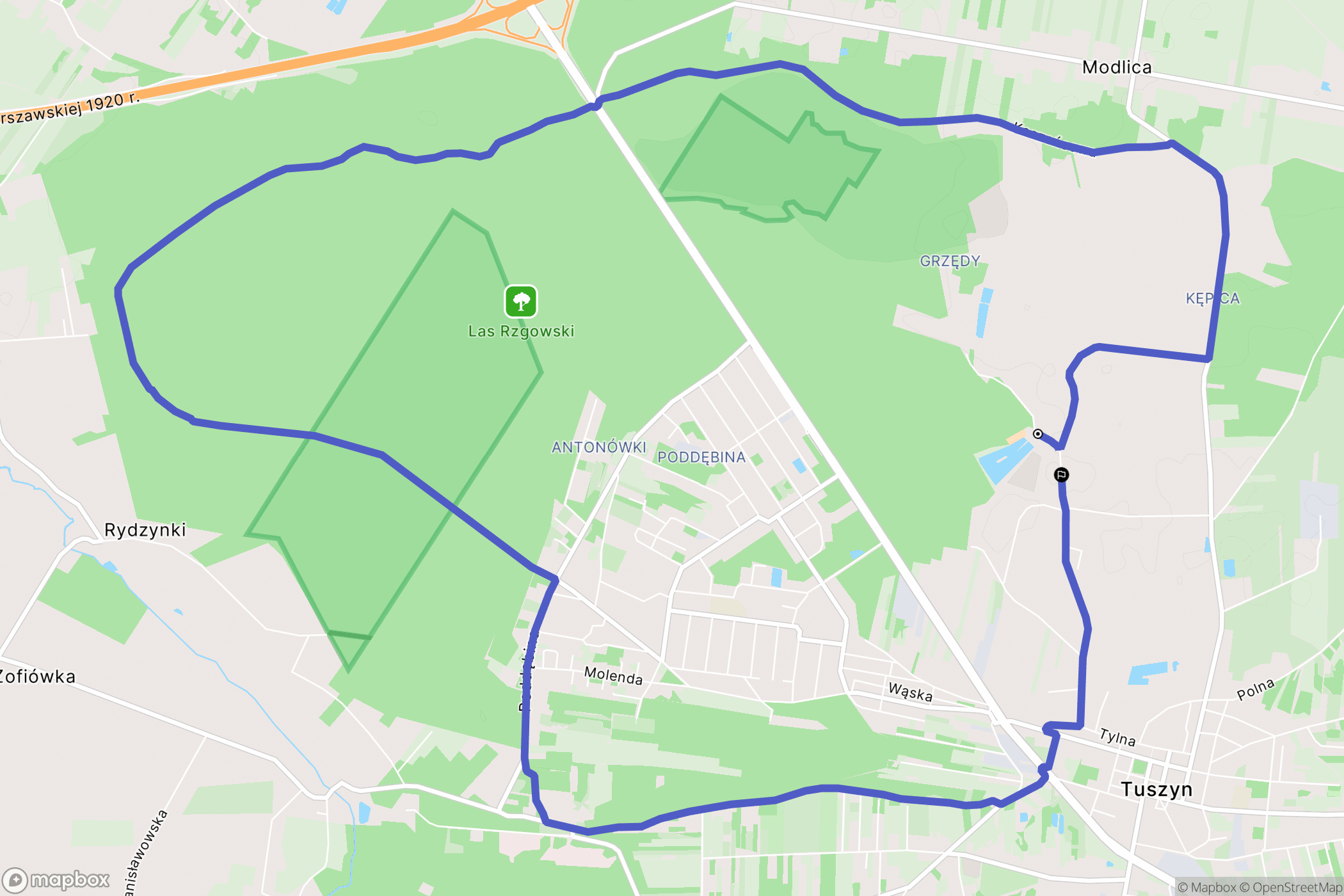 Tuszyn: mapa trasy - Poland
