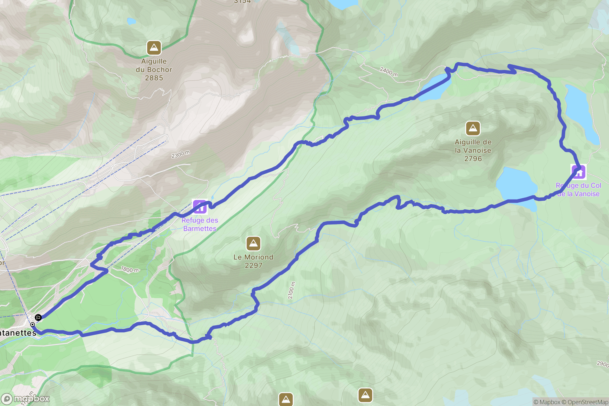 Pralognan-la-Vanoise : carte du parcours de randonnée - France