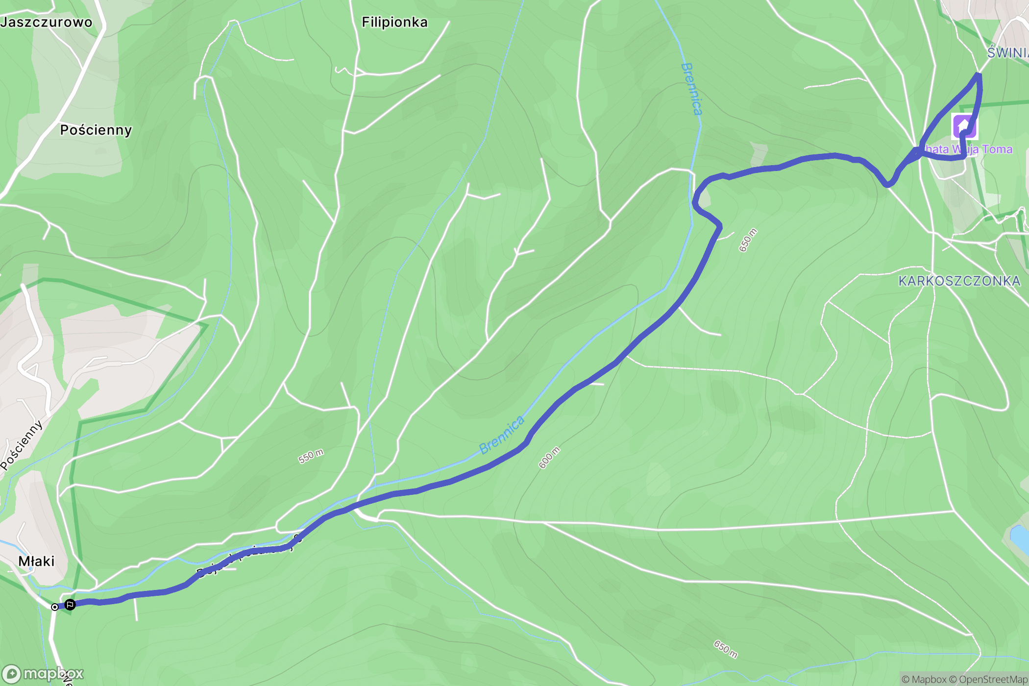 Brenna: mapa trasy - Poland