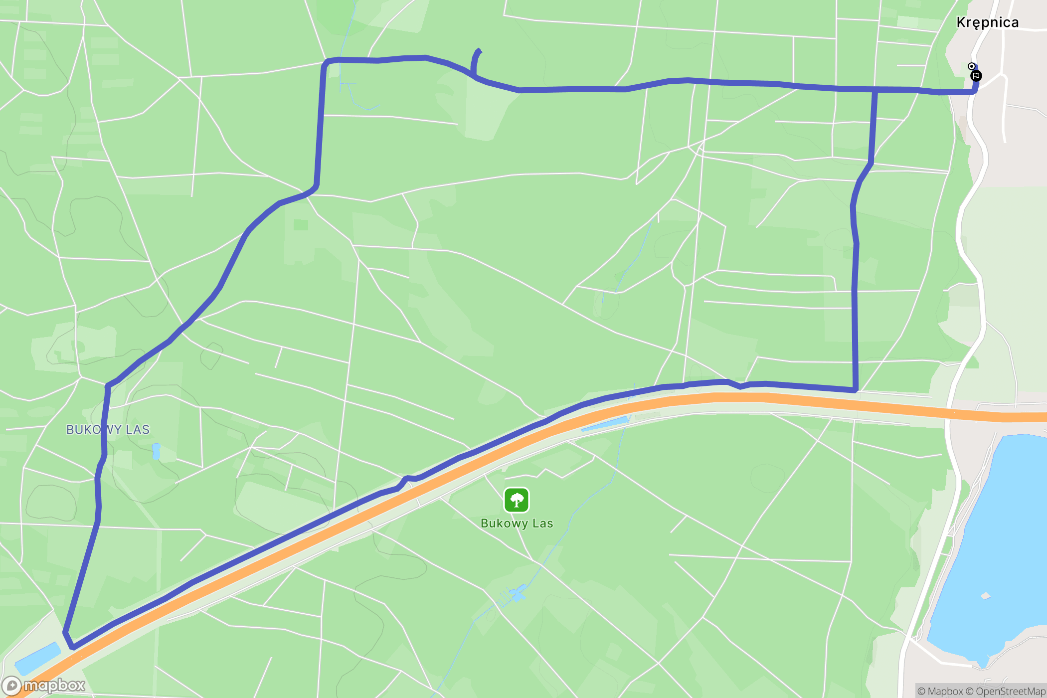 Krępnica: mapa trasy - Poland