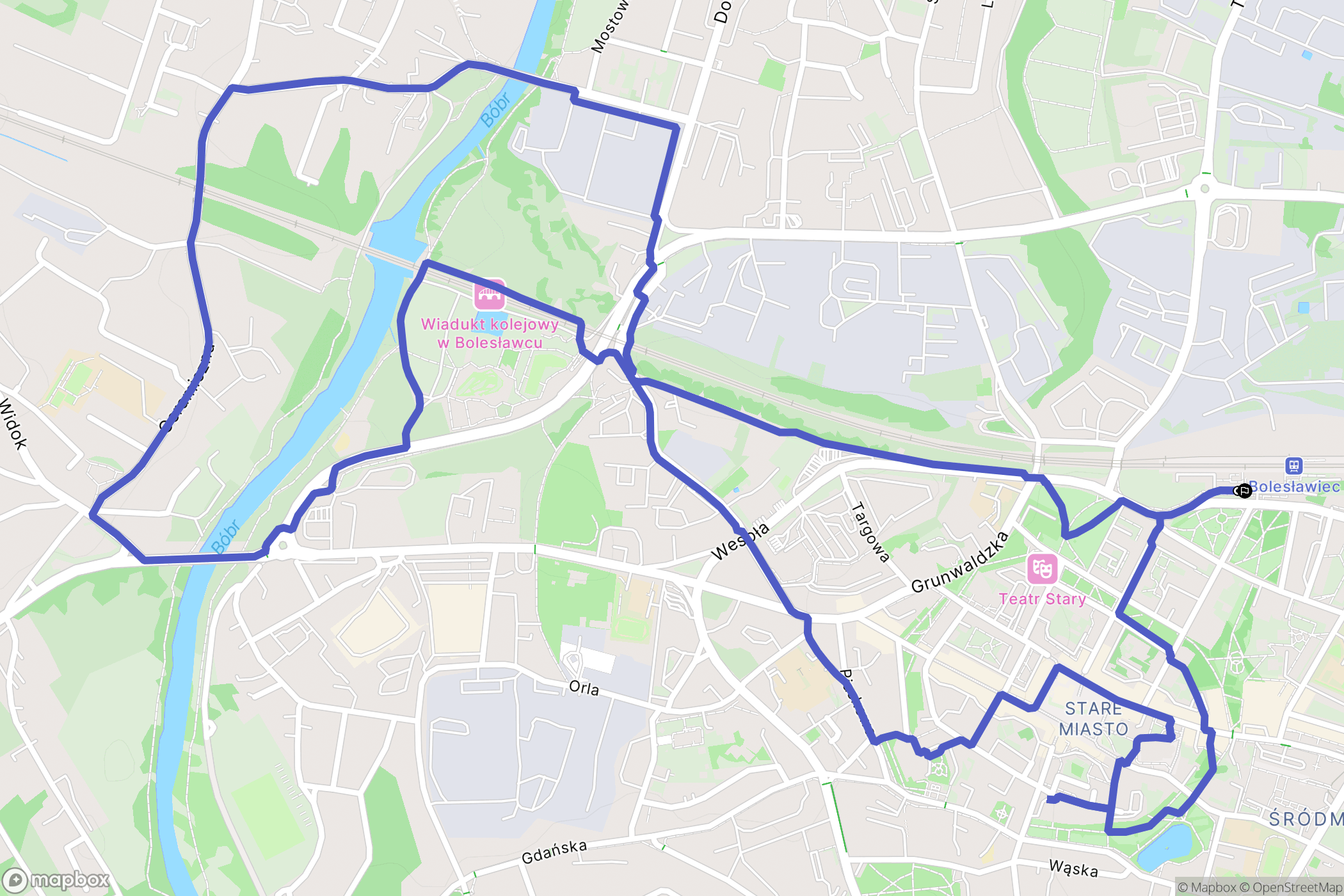 Bolesławiec: mapa trasy - Poland
