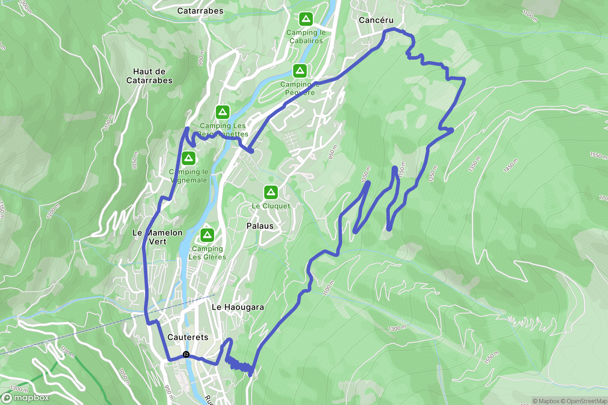 Cauterets : carte du parcours de randonnée - France