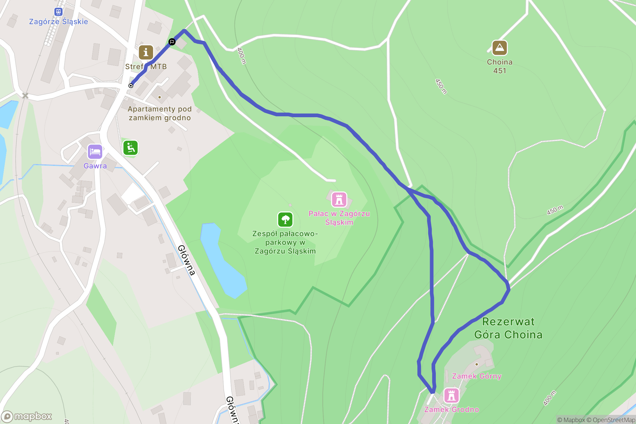 Zagórze Śląskie: mapa trasy - Poland