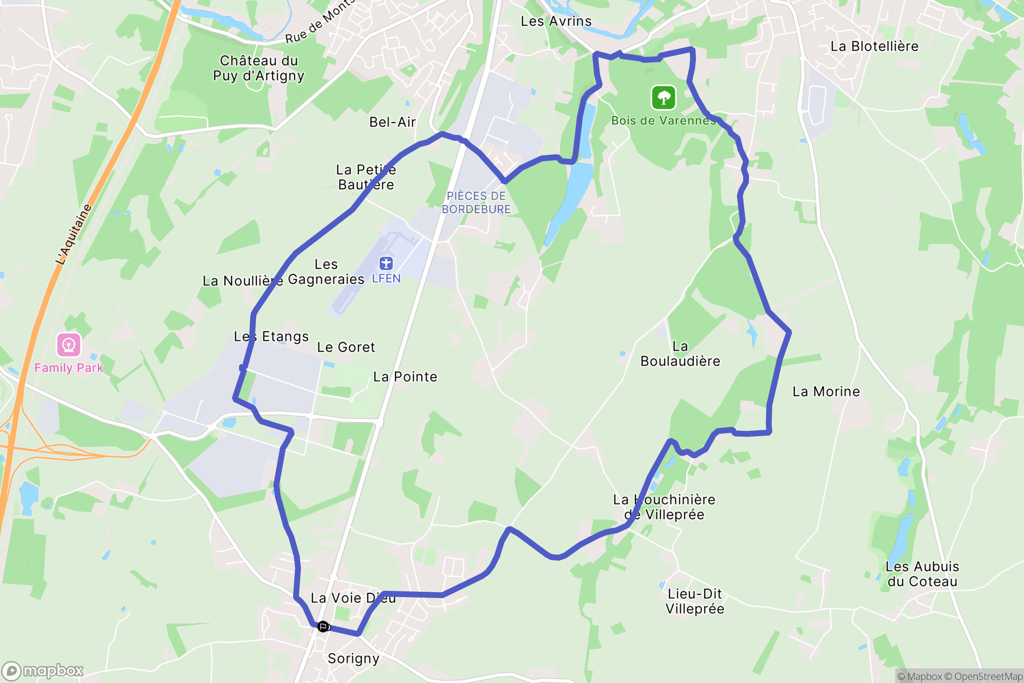 Sorigny : carte du parcours de randonnée - France