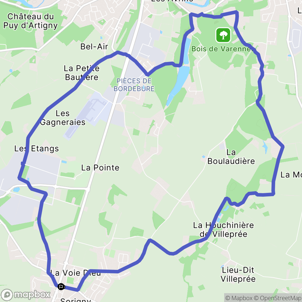 Sorigny : carte du parcours de randonnée - France