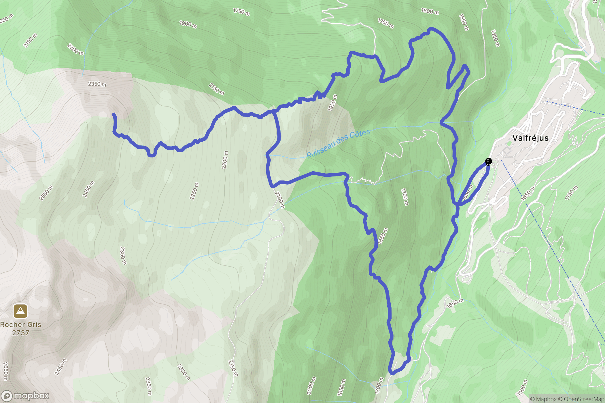 Modane : carte du parcours de randonnée - France