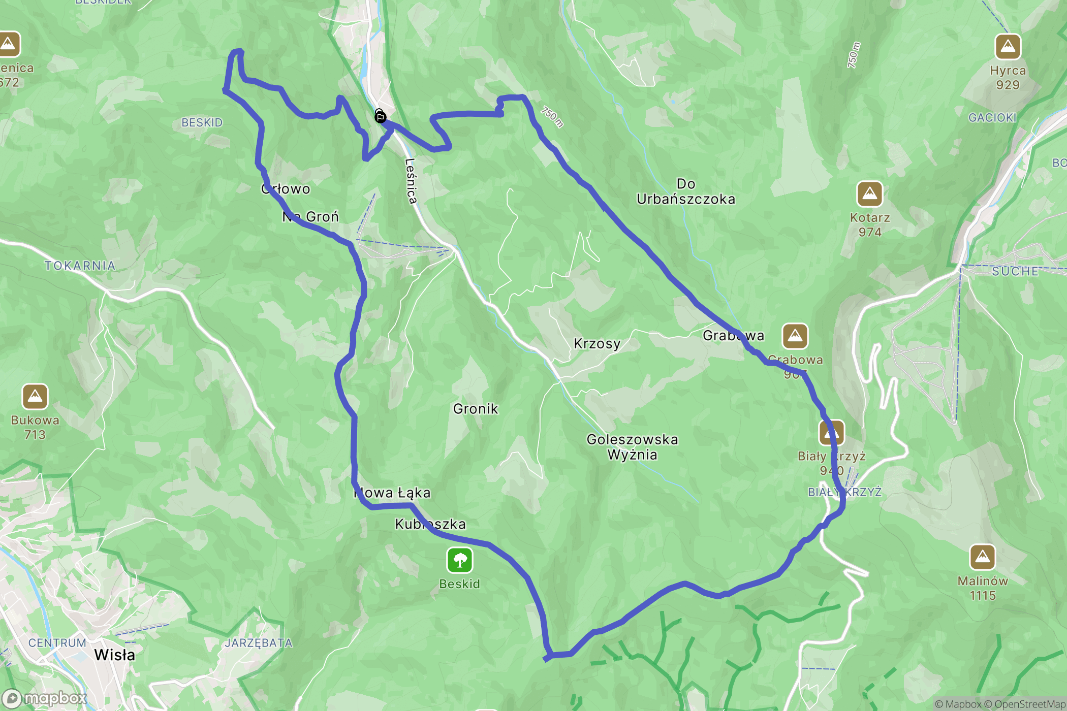 Brenna: mapa trasy - Poland