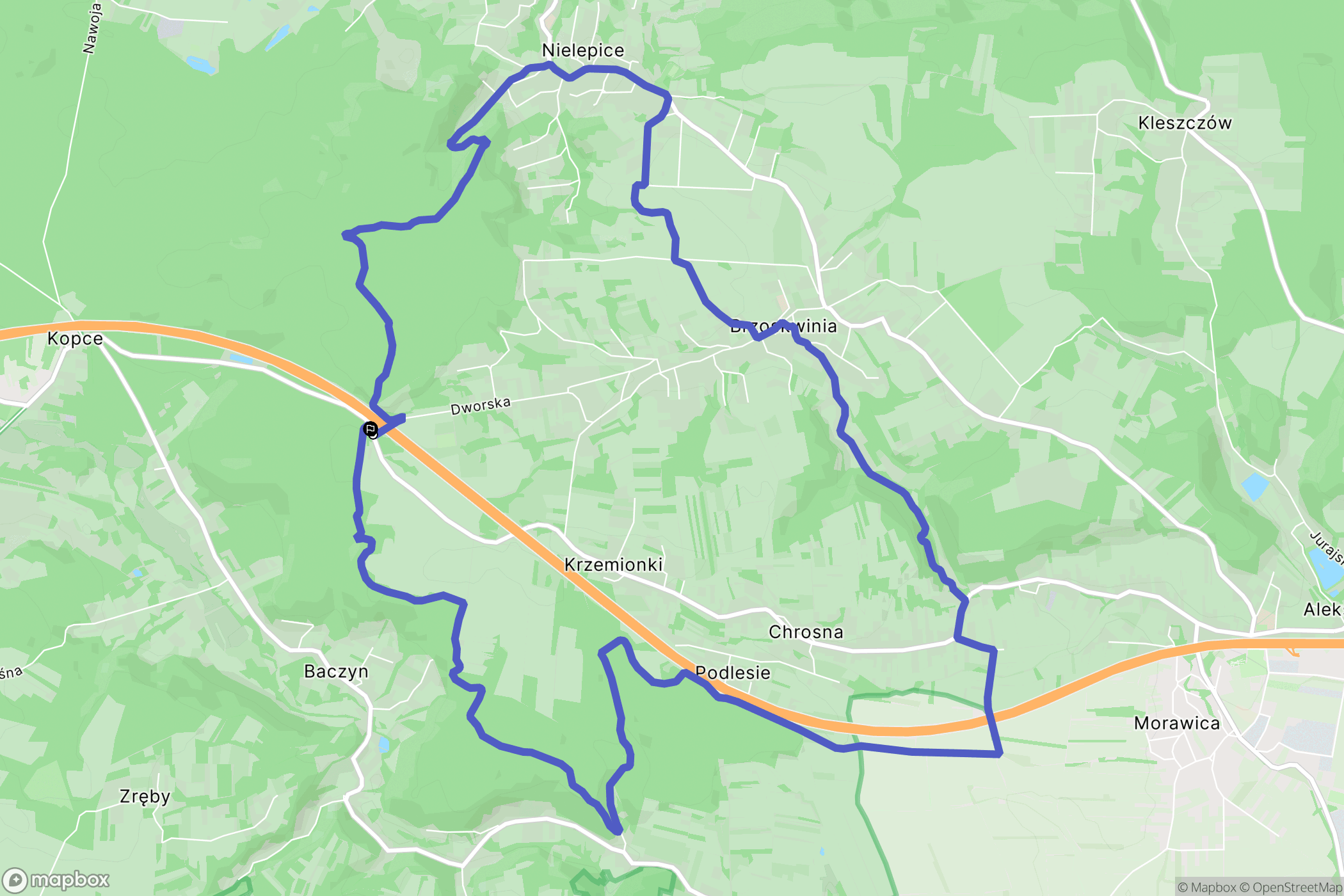 Mników: mapa trasy - Poland