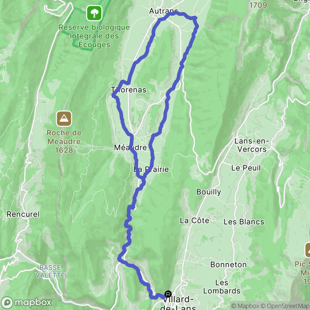 Villard-de-Lans : carte du parcours de randonnée - France