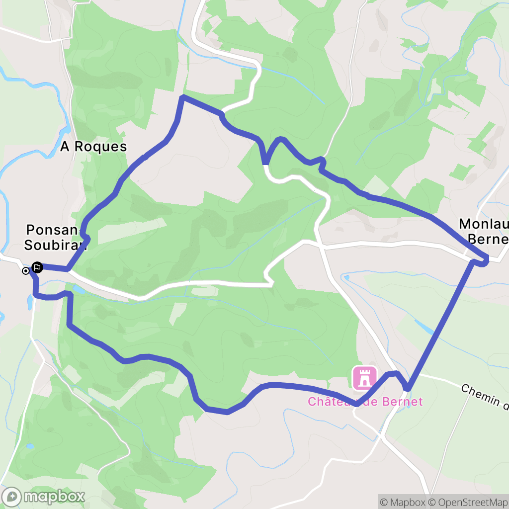 Ponsan-Soubiran : carte du parcours de randonnée - France