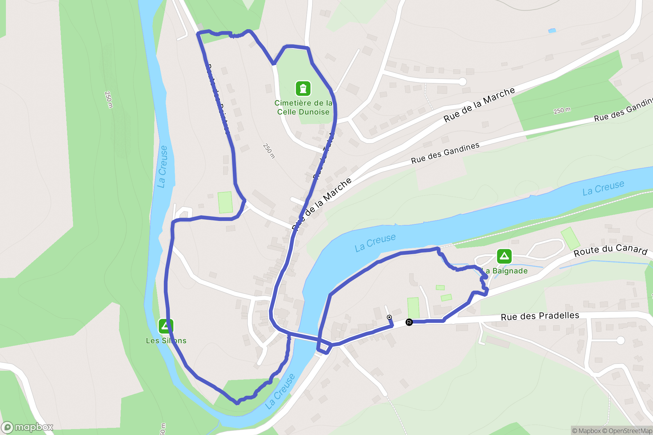 La Celle-Dunoise : carte du parcours de randonnée - France