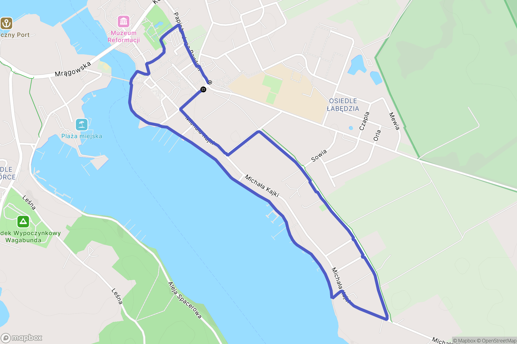 Mikołajki: mapa trasy - Poland