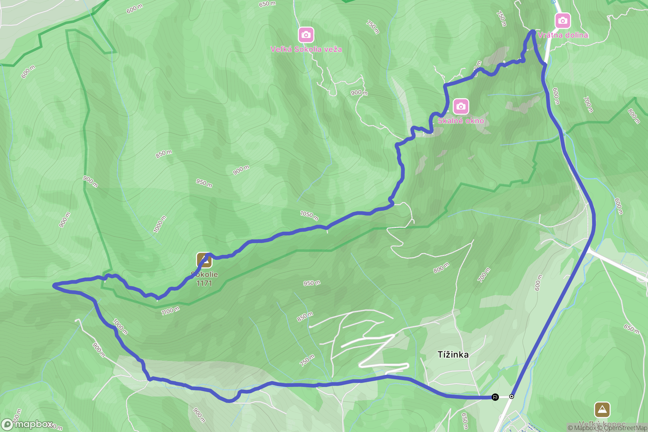 Terchová: mapa trasy - Slovakia