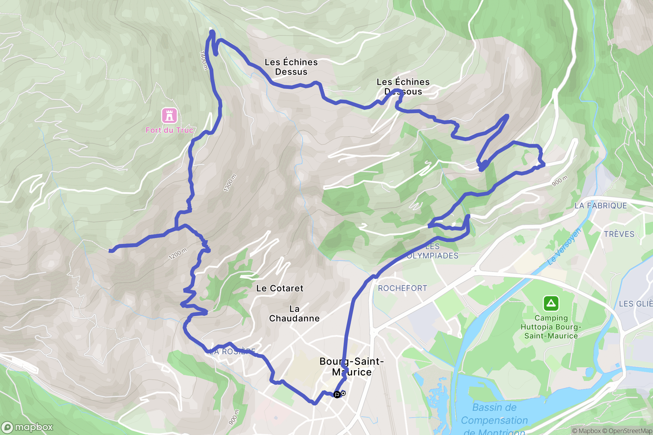 Bourg-Saint-Maurice : carte du parcours de randonnée - France