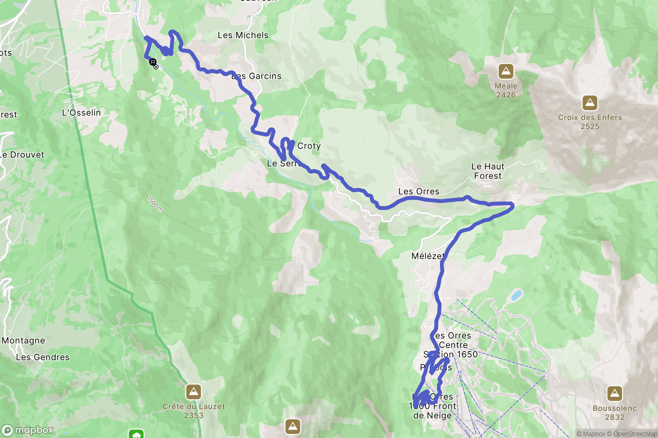 Baratier : carte du parcours de randonnée - France