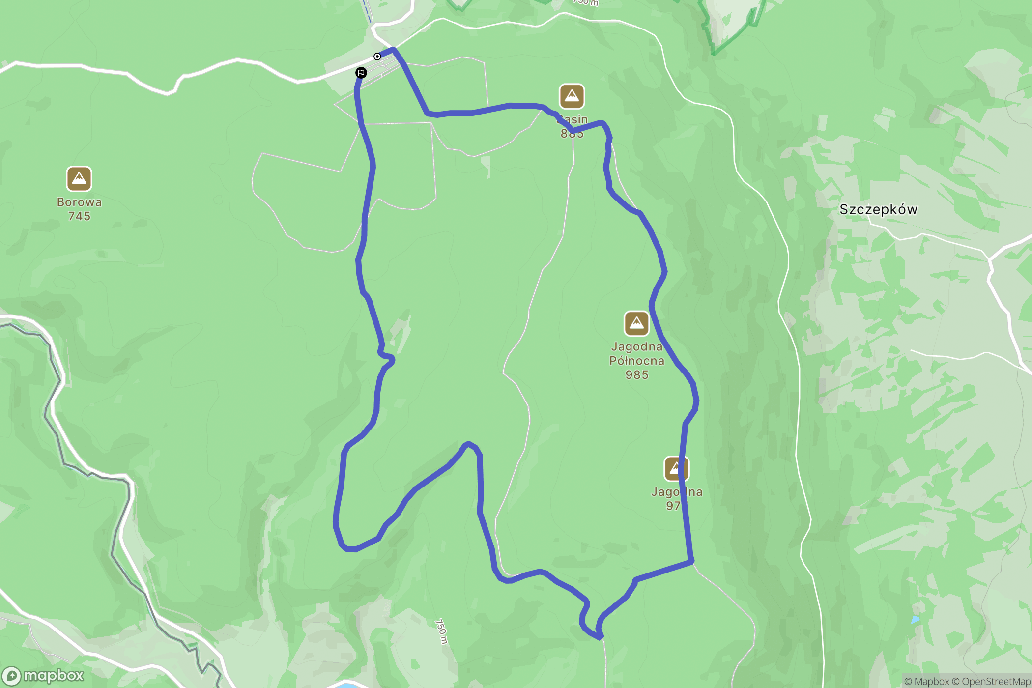 Spalona: mapa trasy - Poland