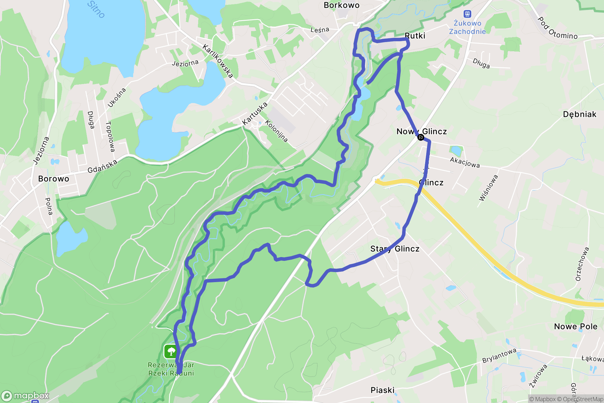 Glincz: mapa trasy - Poland