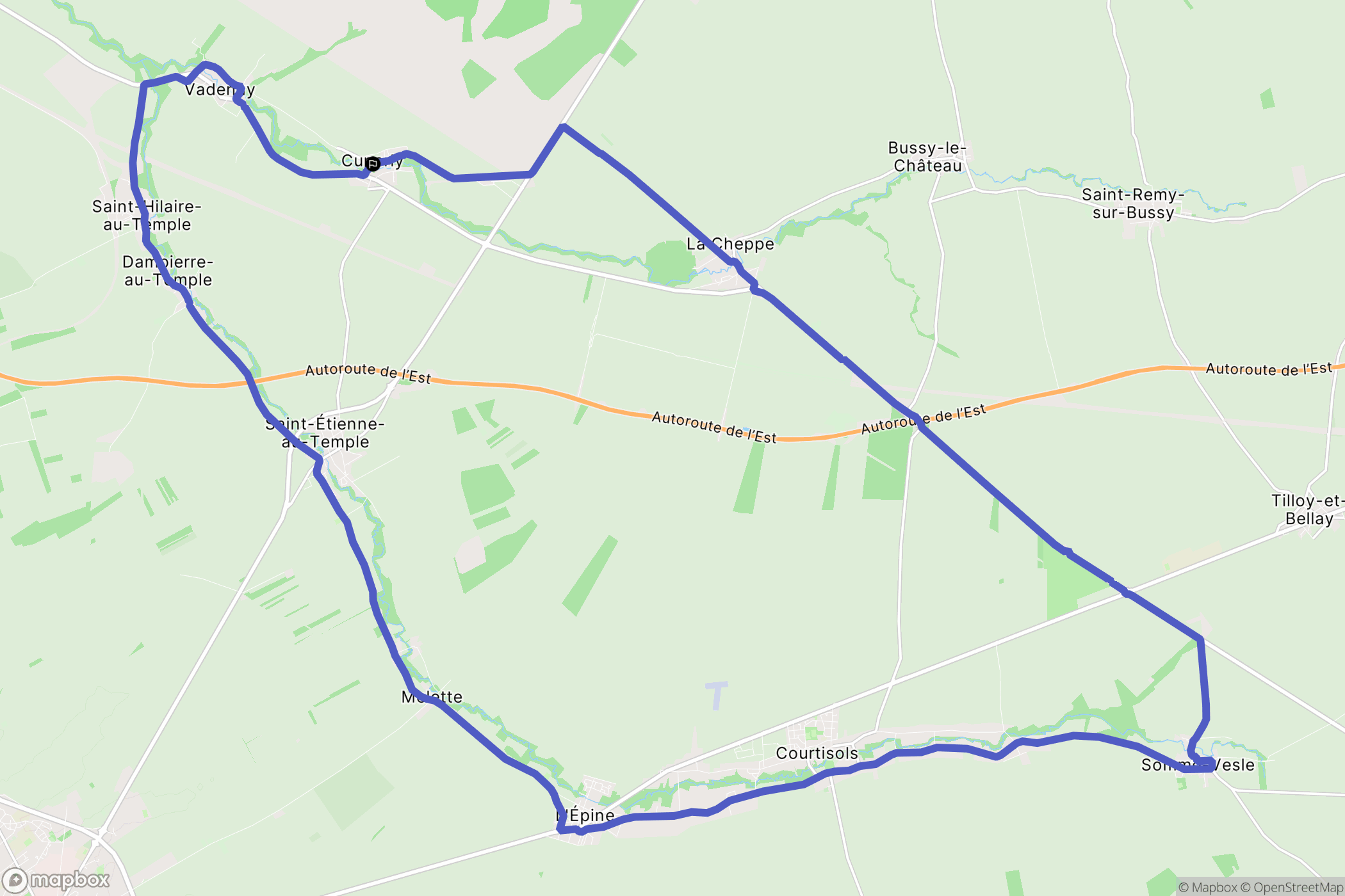 Cuperly : carte du parcours de randonnée - France