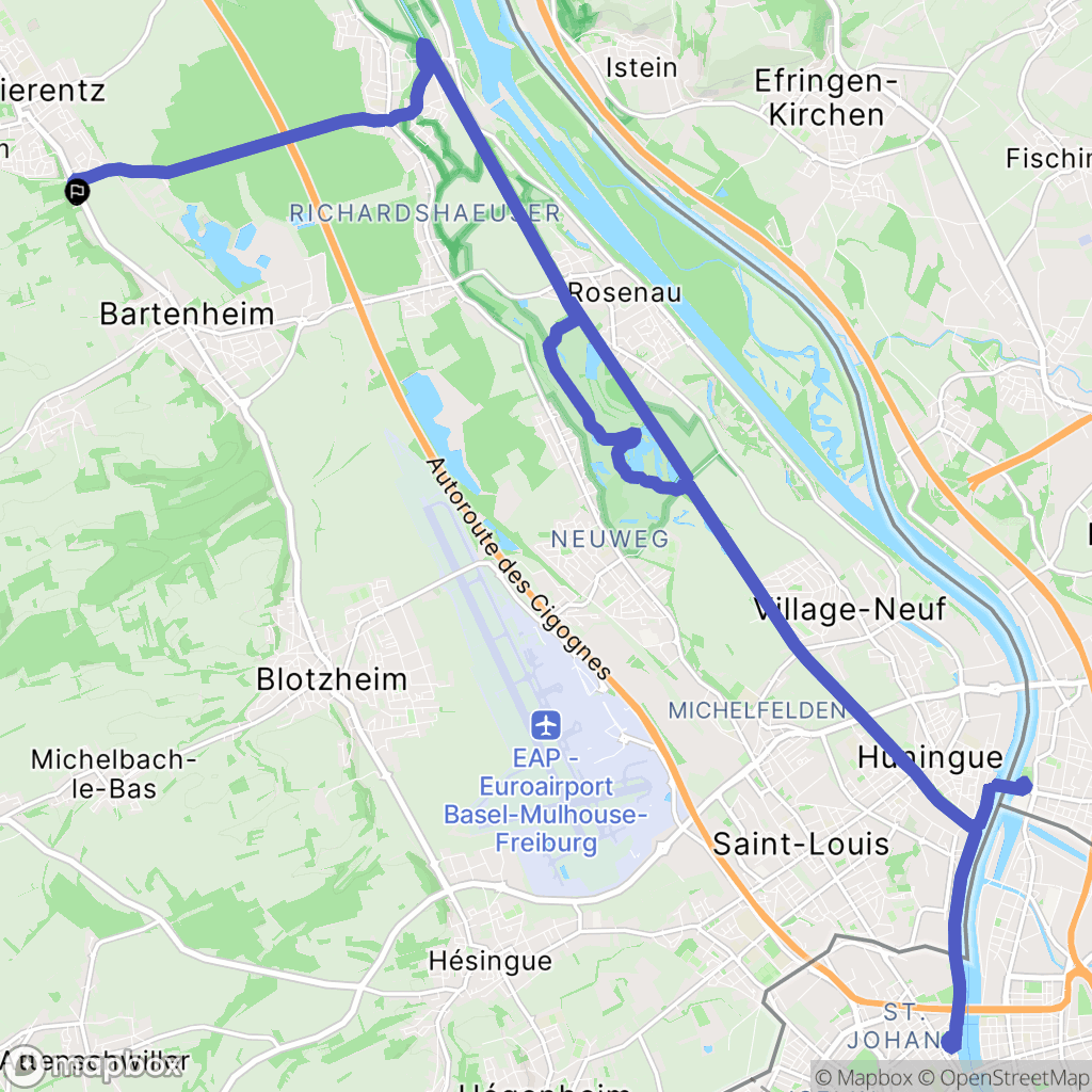 Sierentz : carte du parcours de randonnée - France
