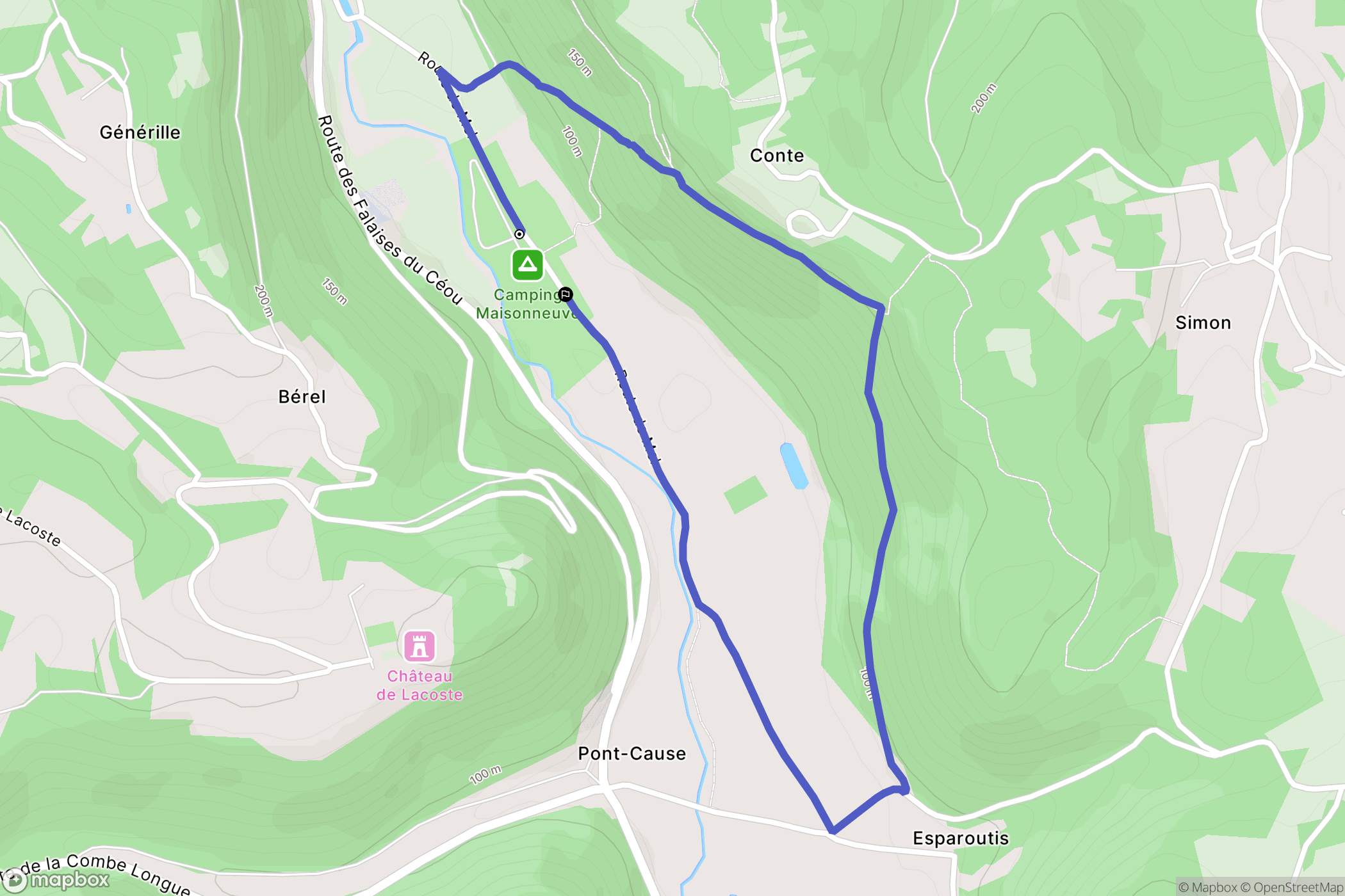 Castelnaud-la-Chapelle : carte du parcours de randonnée - France