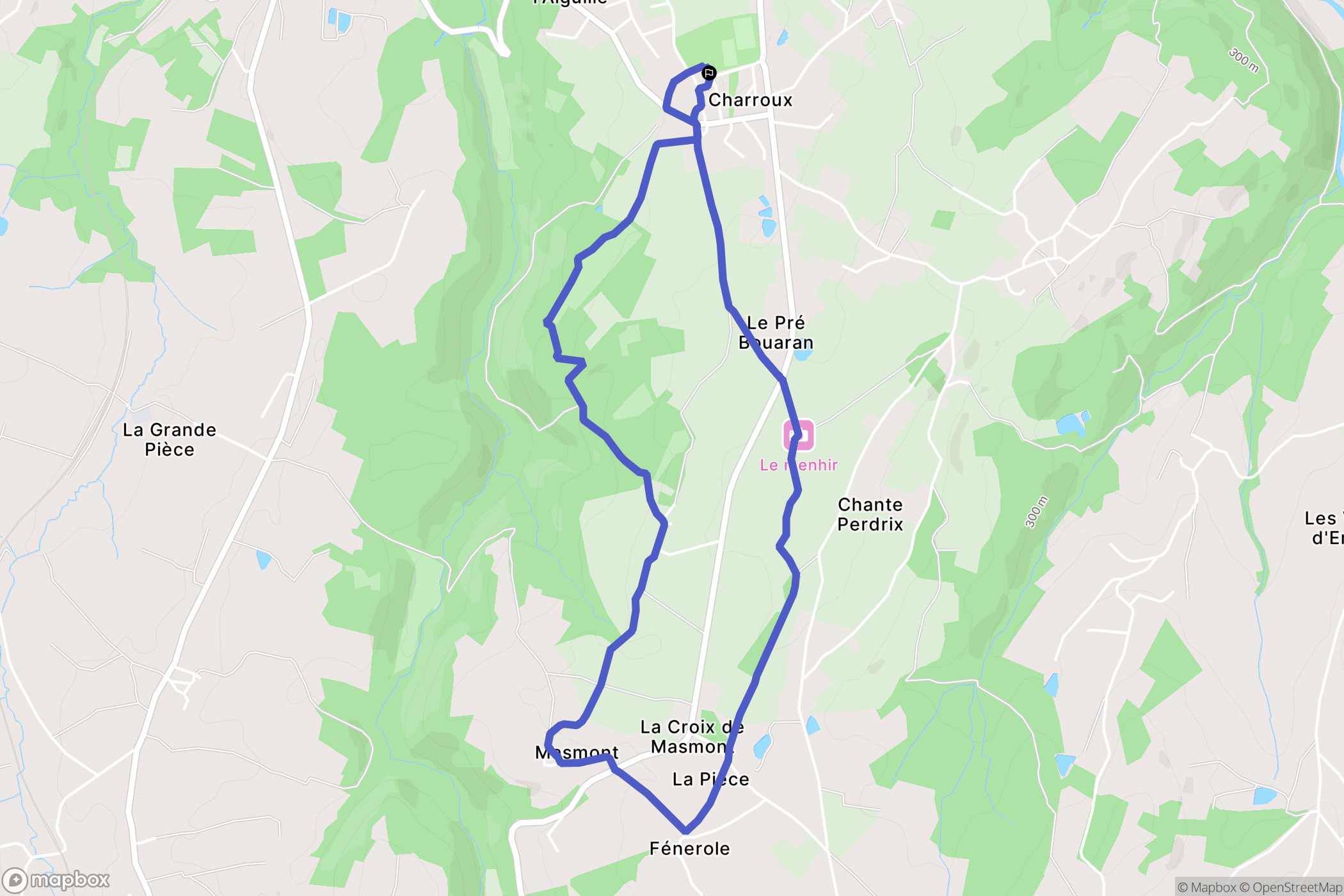 Bosmie-l'Aiguille : carte du parcours de randonnée - France