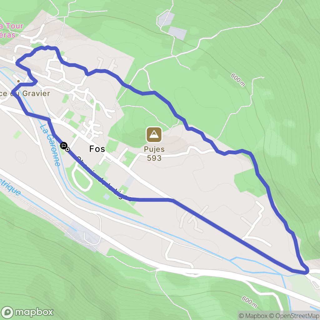 Fos : carte du parcours de randonnée - France