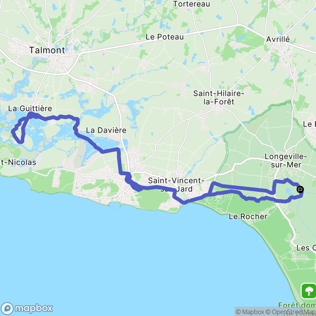 Longeville-sur-Mer : carte du parcours de randonnée - France