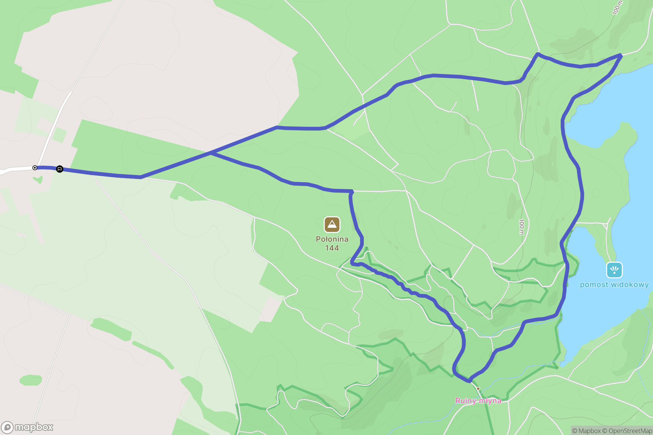 Żubrów: mapa trasy - Poland