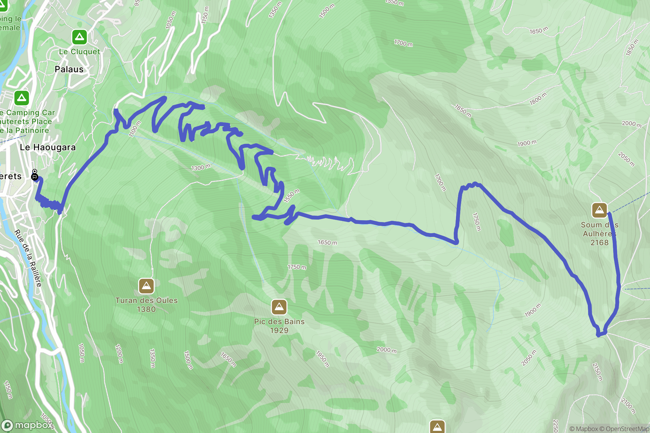 Cauterets : carte du parcours de randonnée - France