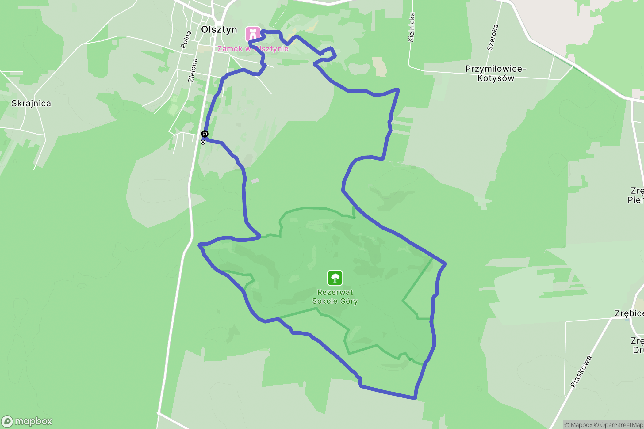 Olsztyn: mapa trasy - Poland