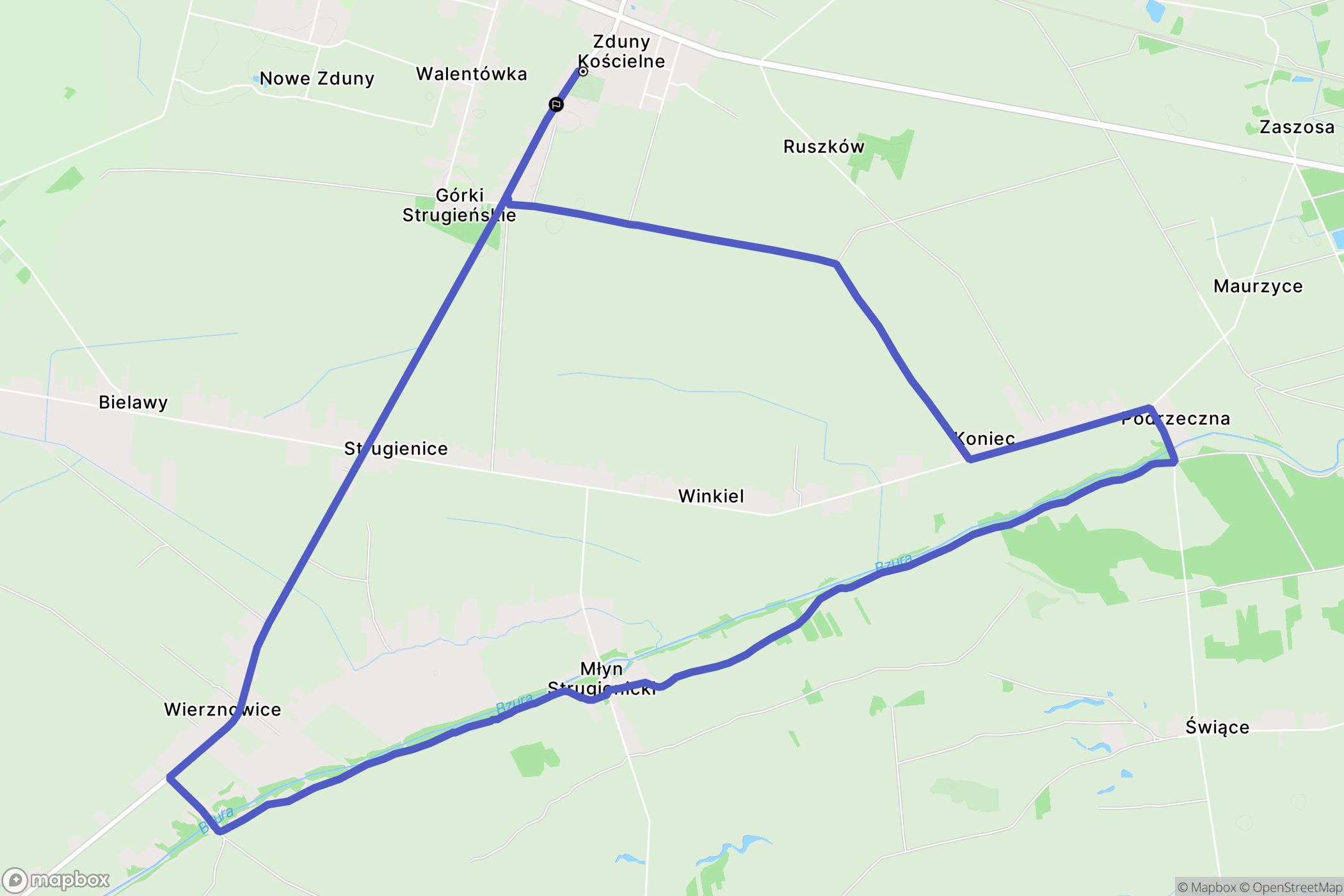 Zduny: mapa trasy - Poland
